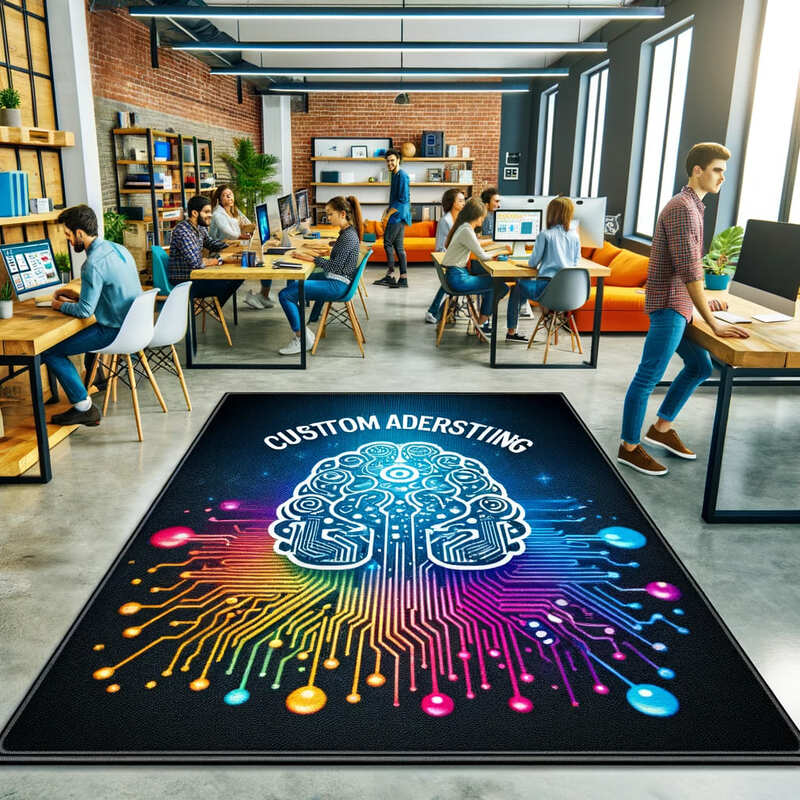 "Démarquez votre entreprise avec nos tapis personnalisés. Affichez votre logo pour une première impression mémorable!"