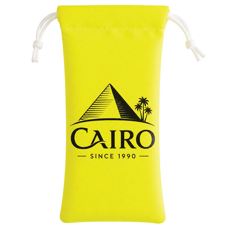 Étui lunettes fluorescent personnalisé jaune avec logo publicitaire imprimé