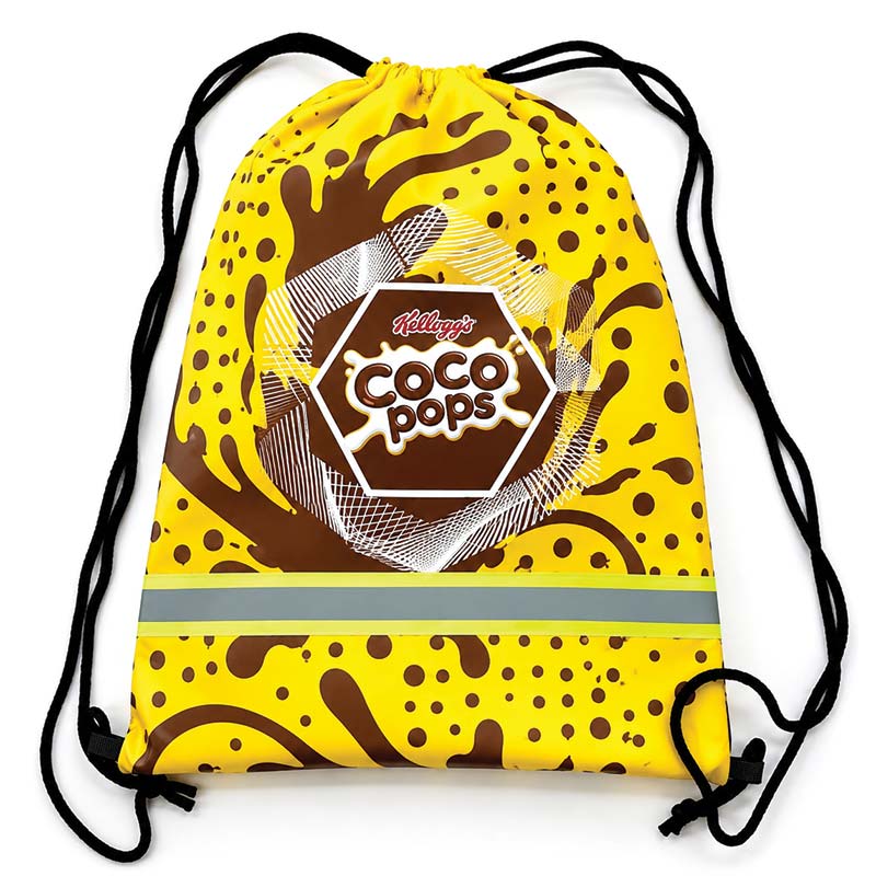 Sac promotionnel personnalisé avec impression quadri couvrant toute la surface et design moderne pour usage quotidien.