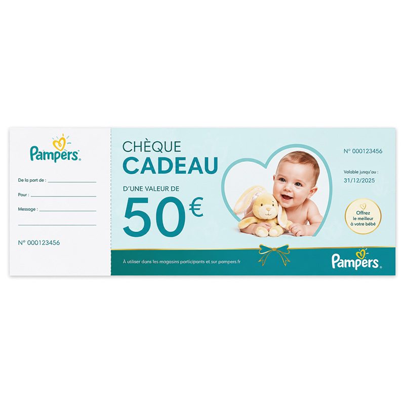 Chèque cadeau personnalisé avec souche détachable et numérotation