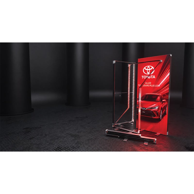 Stand lumineux personnalisé pliable avec LED pour salons et événements
