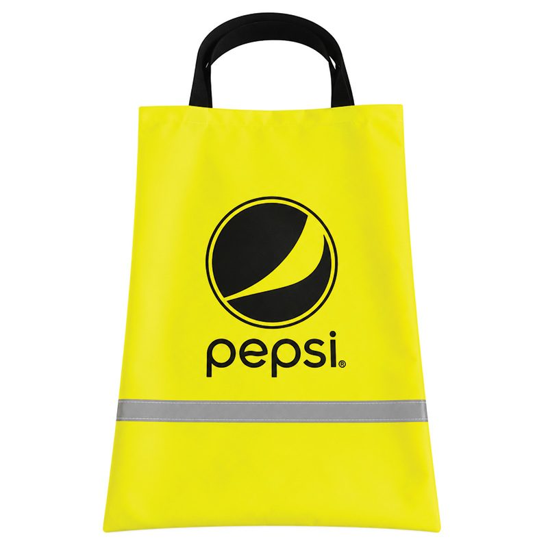 Sac fluo personnalisé jaune avec logo imprimé pour communication publicitaire