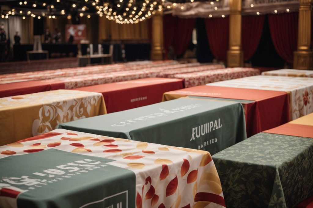 Nappe publicitaire personnalisée avec logo à Nouvelle-Aquitaine - Décoration de vos événements professionnels