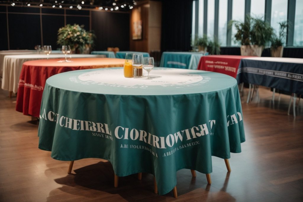 Personalized advertising tablecloths with logo for companies in Auvergne-Rhône-Alpes