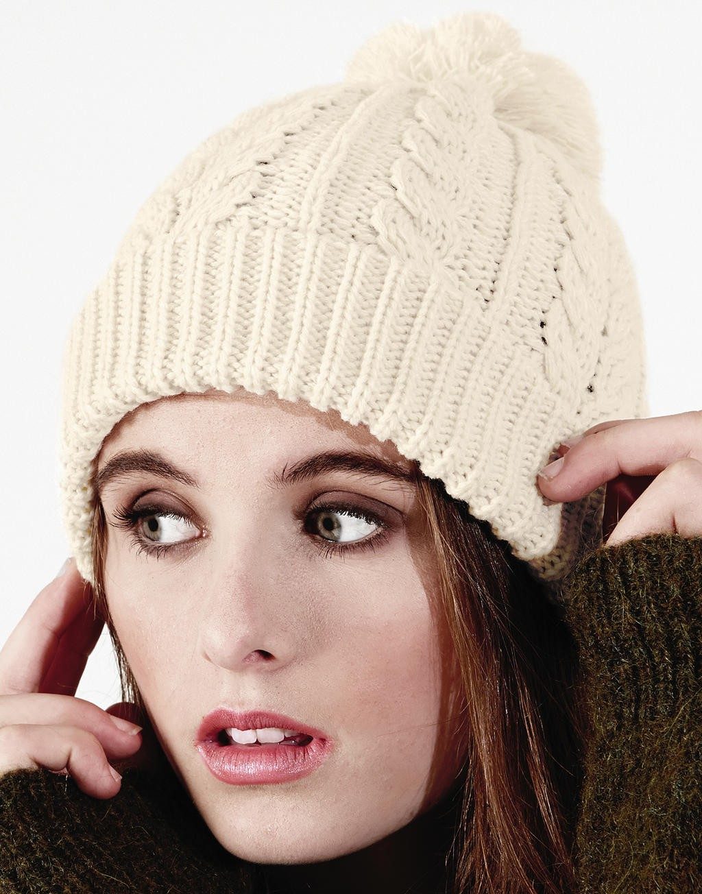 Bonnet personnalisé blanc Snowstar 100% acrylique  maille dense  style classique