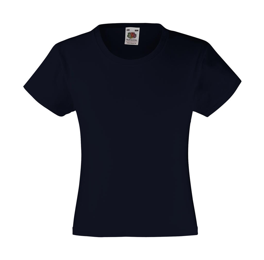 T-shirt pubblicitaria blu navy per bambini e bambine 165 g/m2 (Bianco: 160 g/m2) 100% cotone (filo Belcoro®) scollo a coste