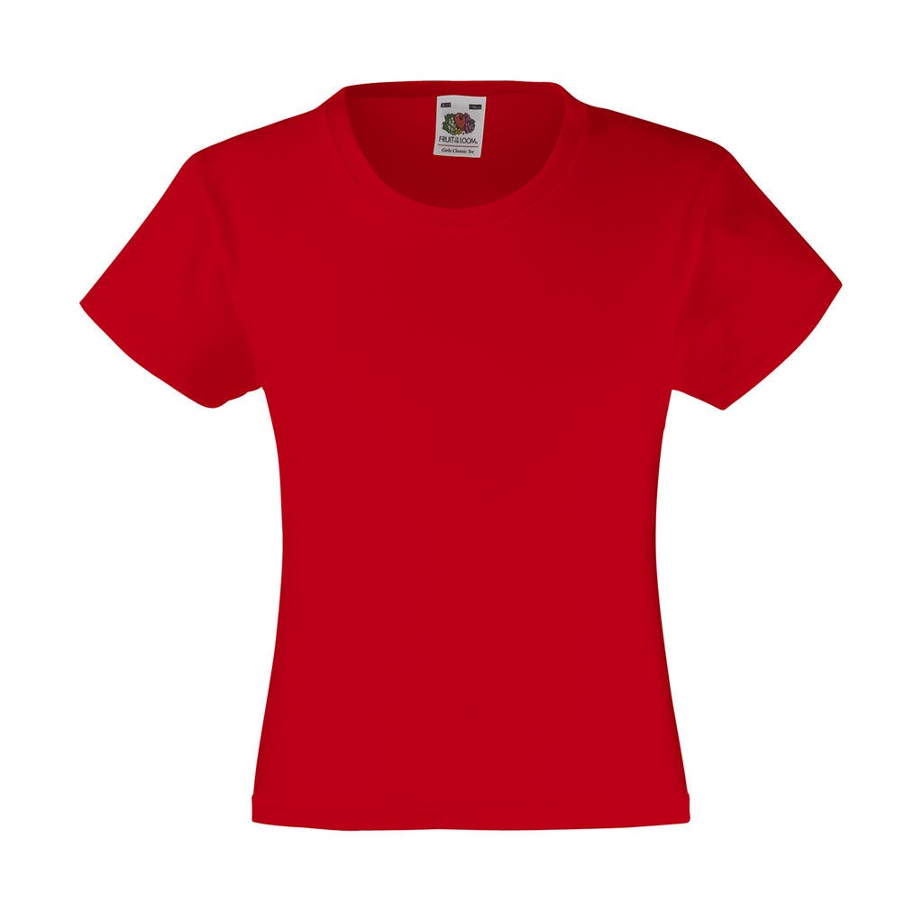 T-shirt pubblicitaria per bambina con faccia rossa da bambina 165 g/m2 (Bianco: 160 g/m2) 100% cotone (filo Belcoro®) scollo a coste