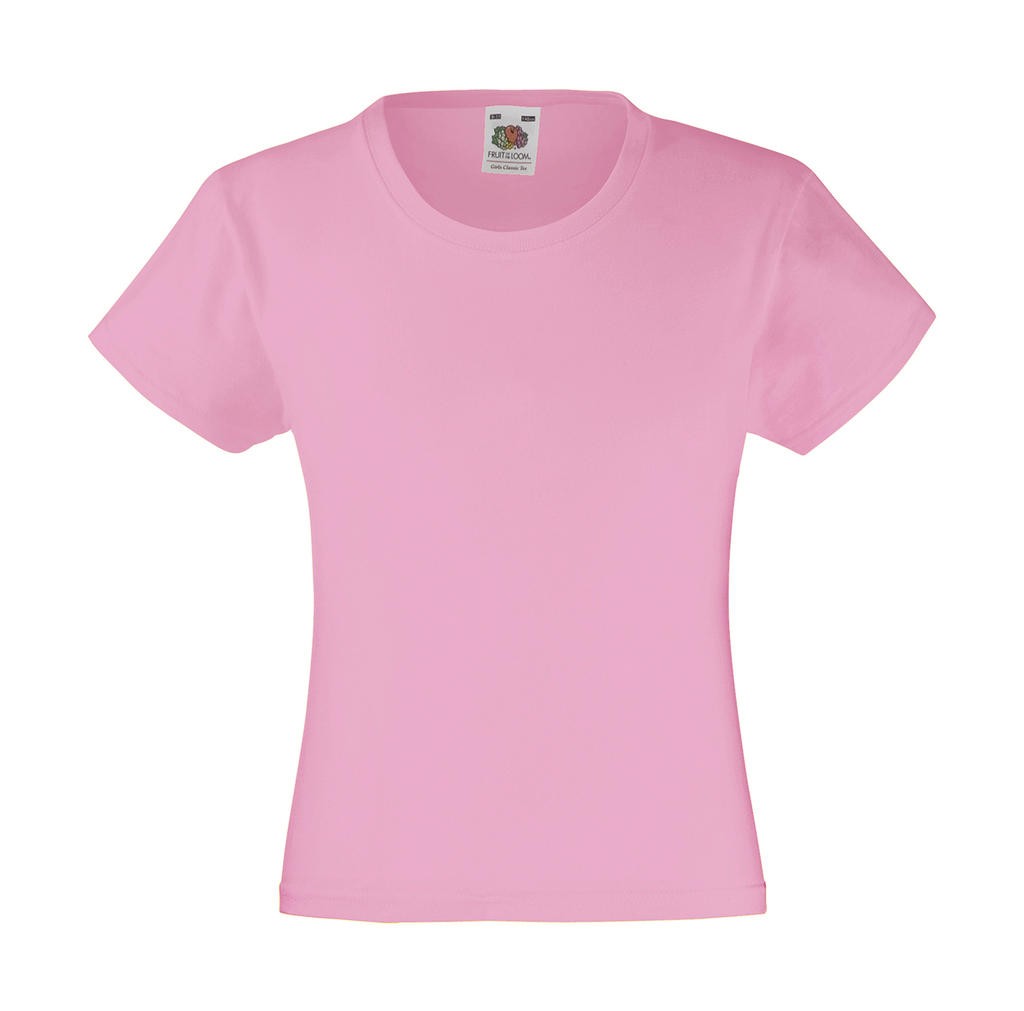 T-shirt bambina personalizzabile viso rosa chiaro 165 g/m2 (Bianco: 160 g/m2) 100% cotone (filo Belcoro®) scollo a costine