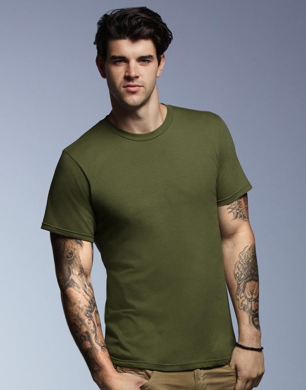 AnvilOrganic™ testre szabható hadsereg zöld arc Fashion Tee 100% minősített organikus gyűrűsfonású és előzsugorított pamut, 155 g/m² Heather