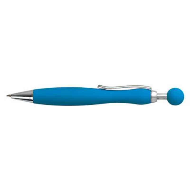 Stylo bille aspect gomme bleu clair