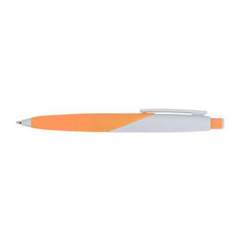 Stylo bille aspect gomme blanc/neon corail