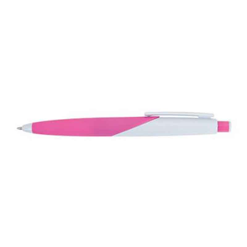Stylo bille aspect gomme blanc/neon corail