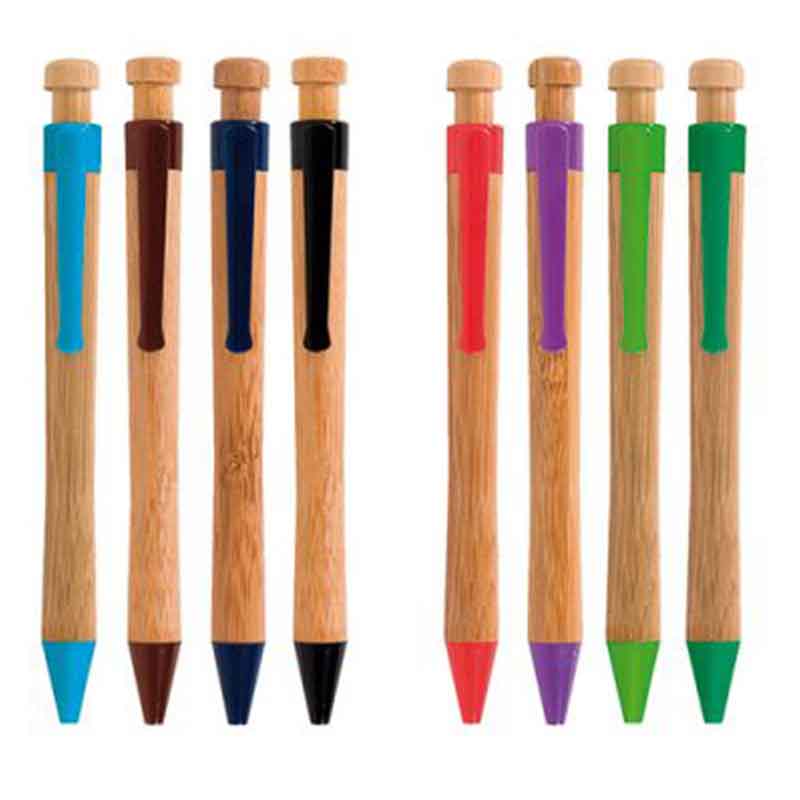 Penna a sfera ecologica in bambù naturale/turchese