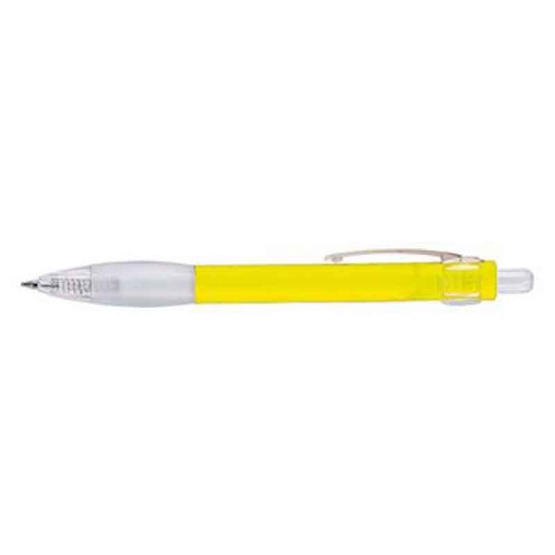 Stylo bille grip caoutchouc blanc transparent