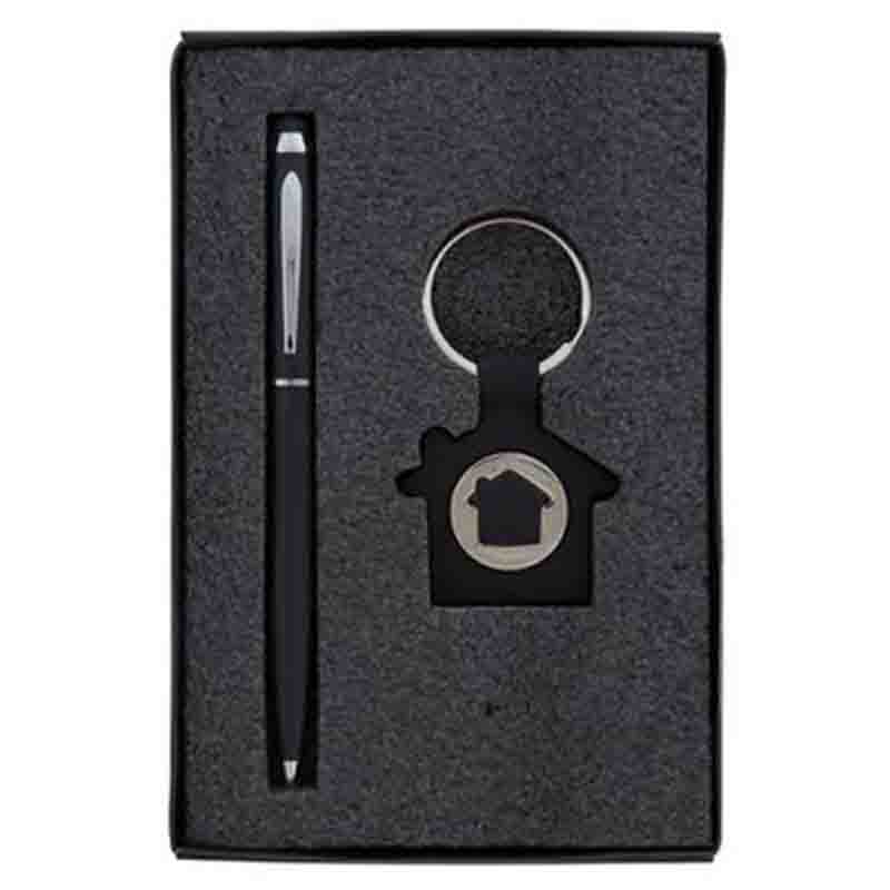 Black/metall house token penna/nyckelring set