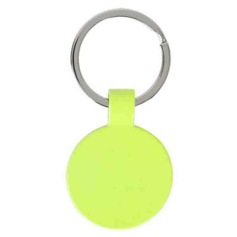 Porte-clés rond jaune fluo