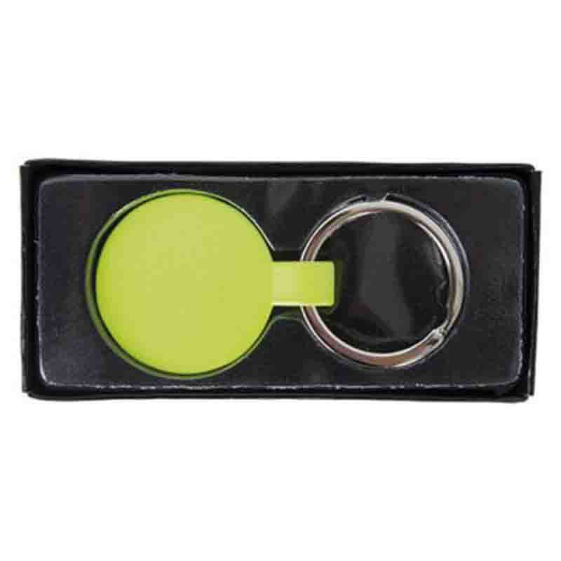 Porte-clés rond jaune fluo