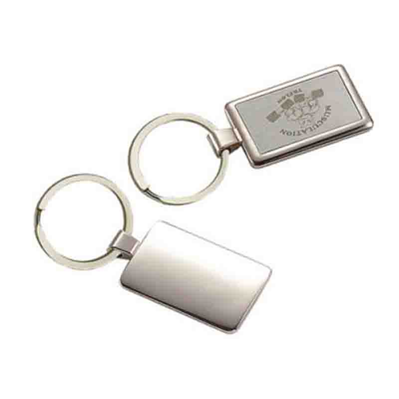 Porte-clés métal rectangle argent