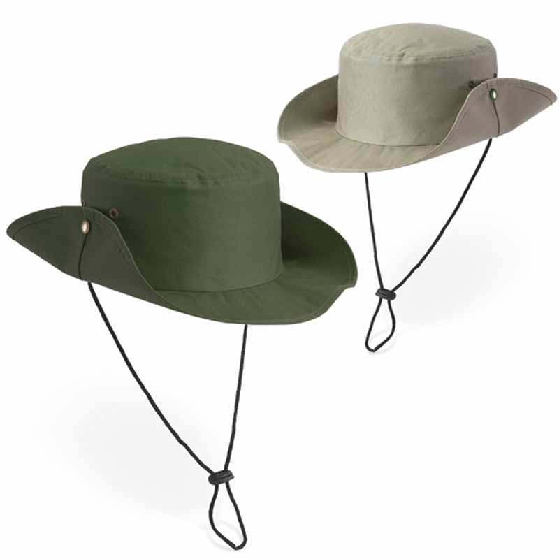 Chapeau personnalisé beige, vert  avec cordon réglable 160 g/m²