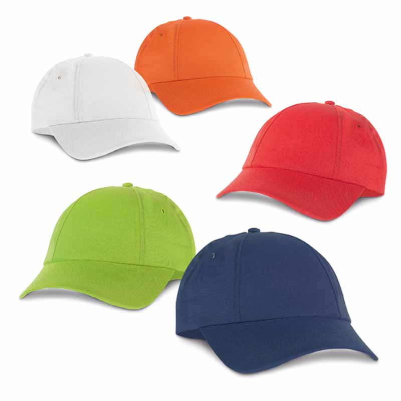 Casquette personnalisée bleu, rouge, blanc, orange, vert clair 6 panneaux Velcro réglable. Taille: 580 mm