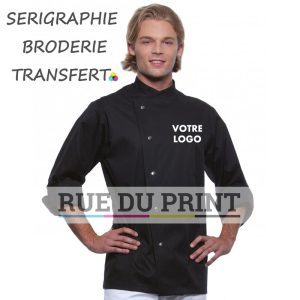 Personlig kokkejakke lange ærmer sort 215 g/m² 65% polyester, 35% højkvalitets forkrympet bomuld