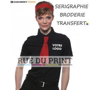 Elisa Slim Black / White customizable blouse Classic Kent collar 125 g/m² 49% polyester, 49% cotton, 2% elastolefin