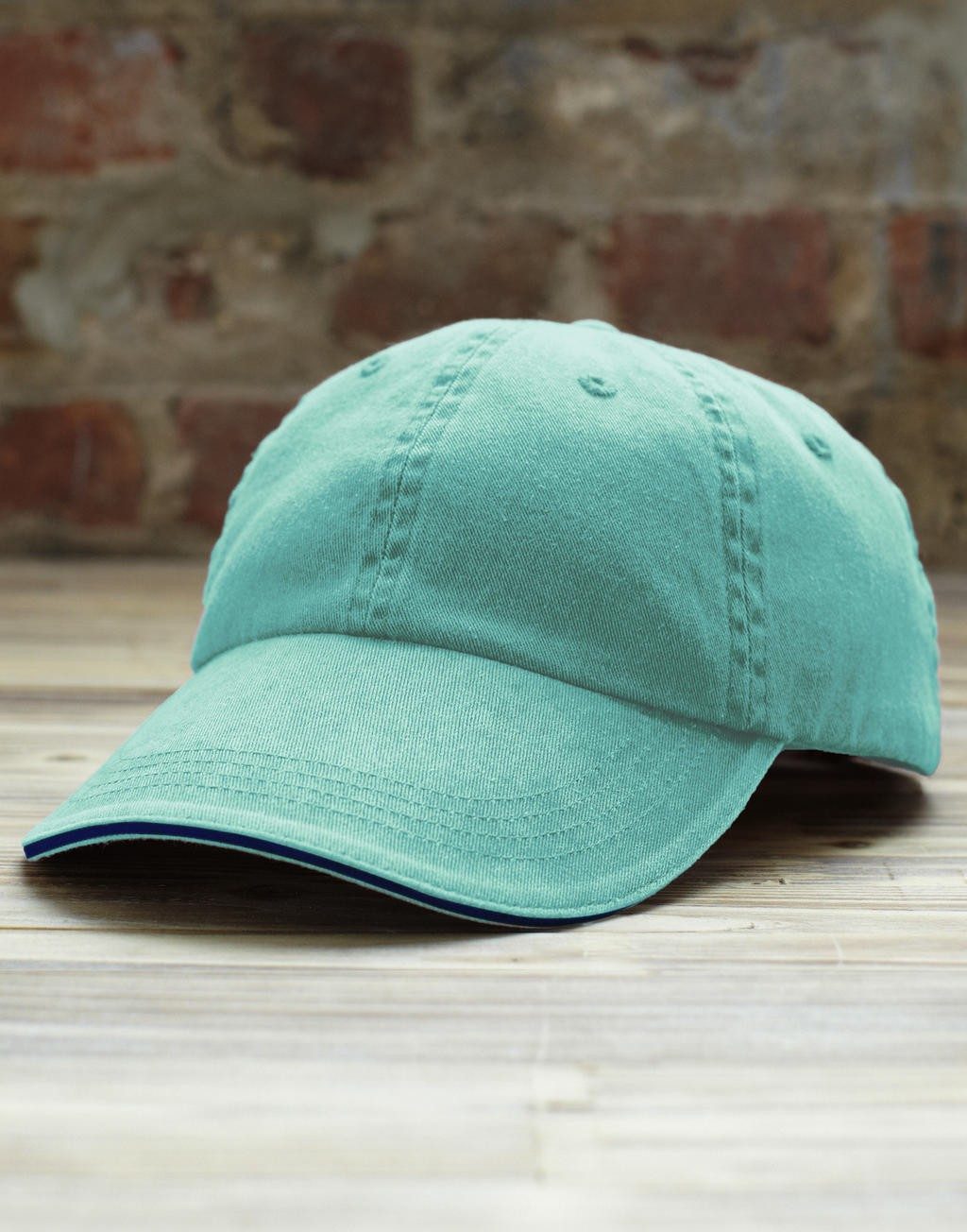 Casquette publicitaire personnalisée aqua Pigment 100% coton twill 6 panneaux, petit profil
