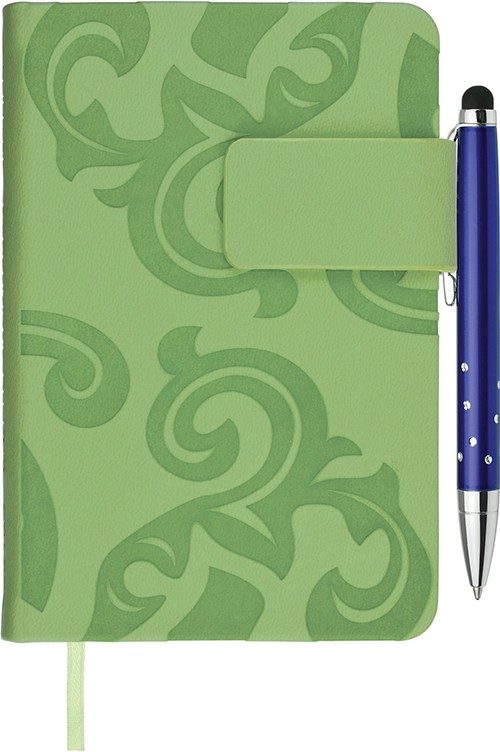 Set bloc-notes GRACE vert/stylo à bille touch STAR de GALIMARD