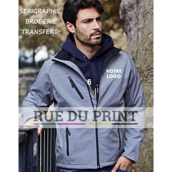 Giacca pubblicitaria Performance Softshell 95% poliestere, 5% spandex, 290-300 g/m² Softshell a 3 strati con membrana TJtech
