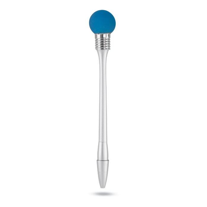 HITMETOO Bolígrafo personalizable de plástico con recarga de tinta azul y tapa de goma en forma de ampo