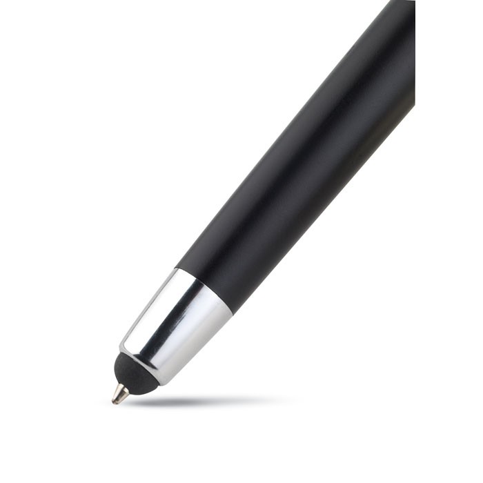 TRITON Stylo personnalisé à bille multifonction en ABS, combinaison noir mat et laquage argenté.