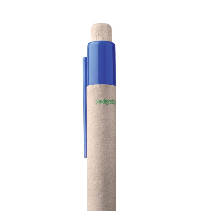 CHUPI GREEN Stylo personnalisé bille automatique en plastique biodégradable, papier recyclé et bois. Encre bleue.