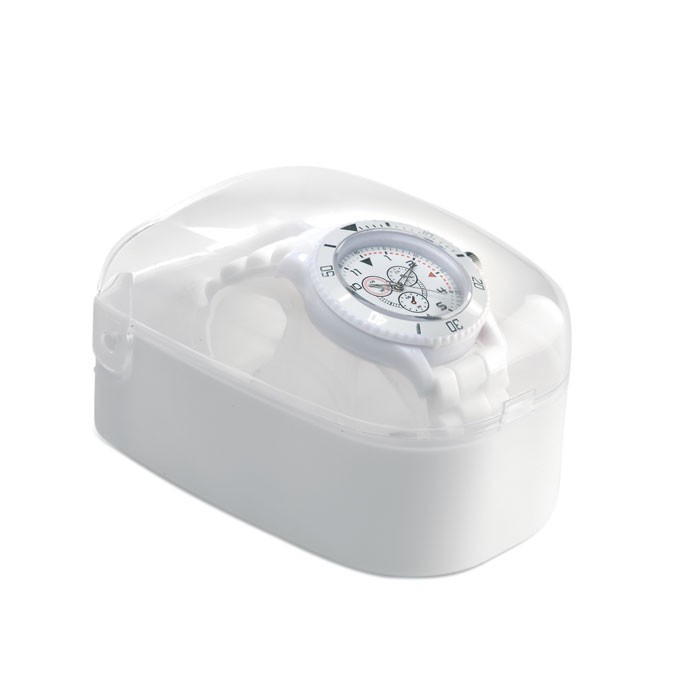 Relógio de quartzo ABS personalizado MOTIONZONE com coroa giratória, 3 esferas decorativas no mostrador e pulseira de silicone