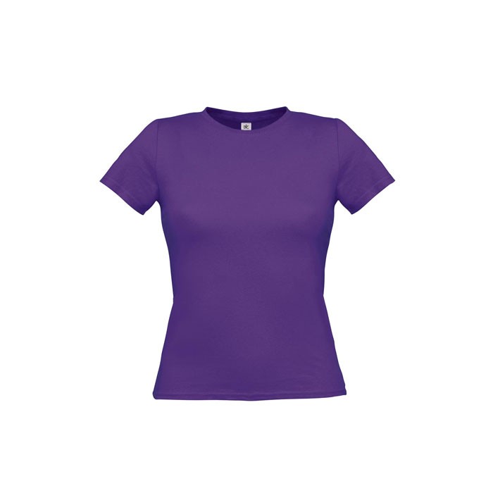 CAMISETA publicitaria violeta SOLO PARA MUJERES TW012, 145 g/m2. 100% algodón hilado en anillos preencogido. camiseta única