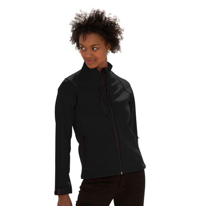 LADIES personnalisé noir profil SOFT SHELL R-140F-0 340 g/m2. 92% polyester, 8% élasthanne. Doublure: 100% microfleece polyester