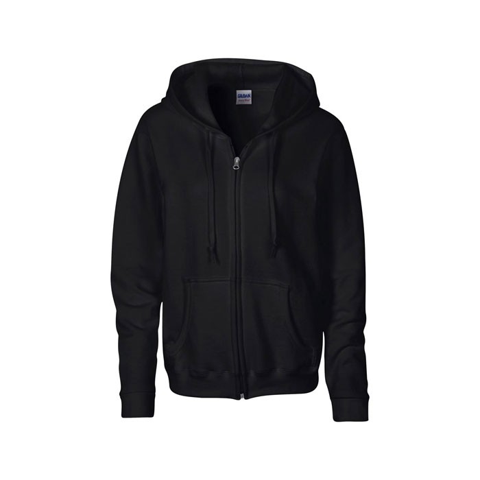 LADIES publicité noir face SWEATER HOOD ZIP 18600L 255-270 g/m2. 50% Coton, 50% Polyester prérétréci.
