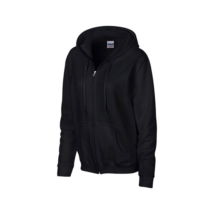 LADIES personnalisable noir profil SWEATER HOOD ZIP 18600L 255-270 g/m2. 50% Coton, 50% Polyester prérétréci.