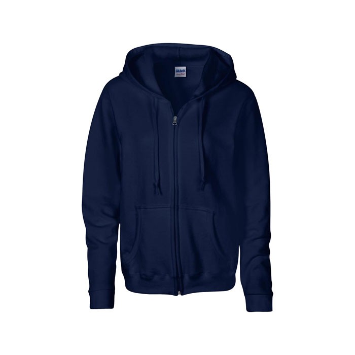LADIES personnalisé bleu marine face SWEATER HOOD ZIP 18600L 255-270 g/m2. 50% Coton, 50% Polyester prérétréci.