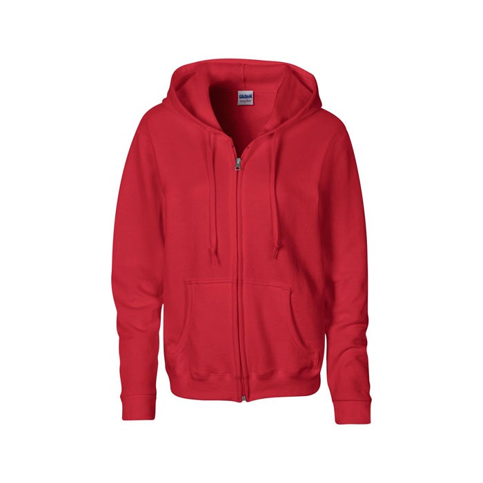 LADIES personnalisable rouge face SWEATER HOOD ZIP 18600L 255-270 g/m2. 50% Coton, 50% Polyester prérétréci.