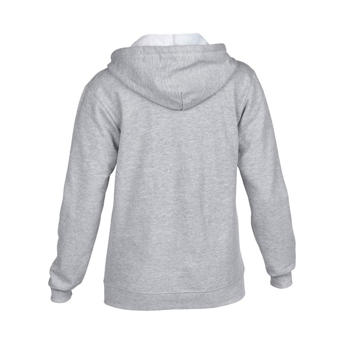 LADIES personnalisable gris sport dos SWEATER HOOD ZIP 18600L 255-270 g/m2. 50% Coton, 50% Polyester prérétréci.