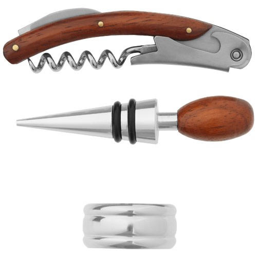 Set publicitaire vin 3 pièces Valdi Présentation dans un coffret cadeau.  Design Exclusif.  Métal.