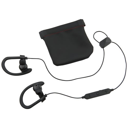 Team som använder anpassade Bluetooth-hörlurar för reklam under en presentation.