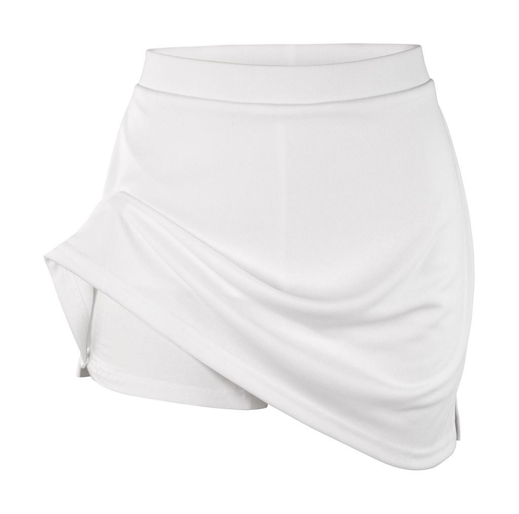 Reklamshorts för kvinnor 210 g/m² Kjol: 100 % polyester, byxor: 95 % bomull, 5 % elastan Elastiskt midjeband