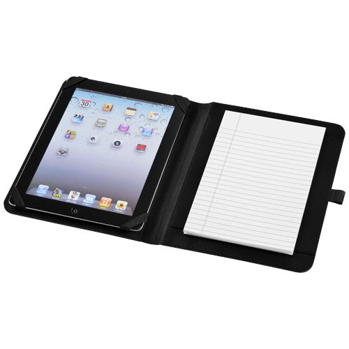 Conférencier publicité pour tablette Verve avec bloc-notes de 30 pages  et possibilité de loger des tablettes jusqu'à 10".  PVC.