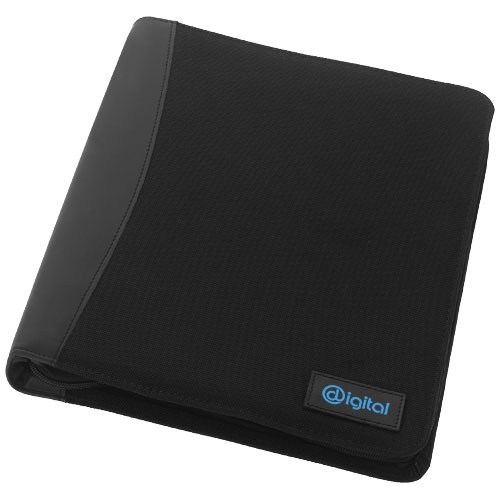 Conférencier publicitaire A4 zippé luxe à fermeture zippée  avec anneaux au design exclusif.