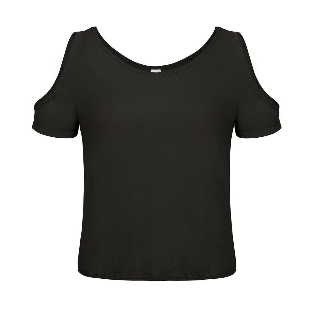 Tee-shirt personnalisable noir face ouvertures extérieur 100% coton prérétréci et ringspun, 110 g/m² jersey simple, sensation t