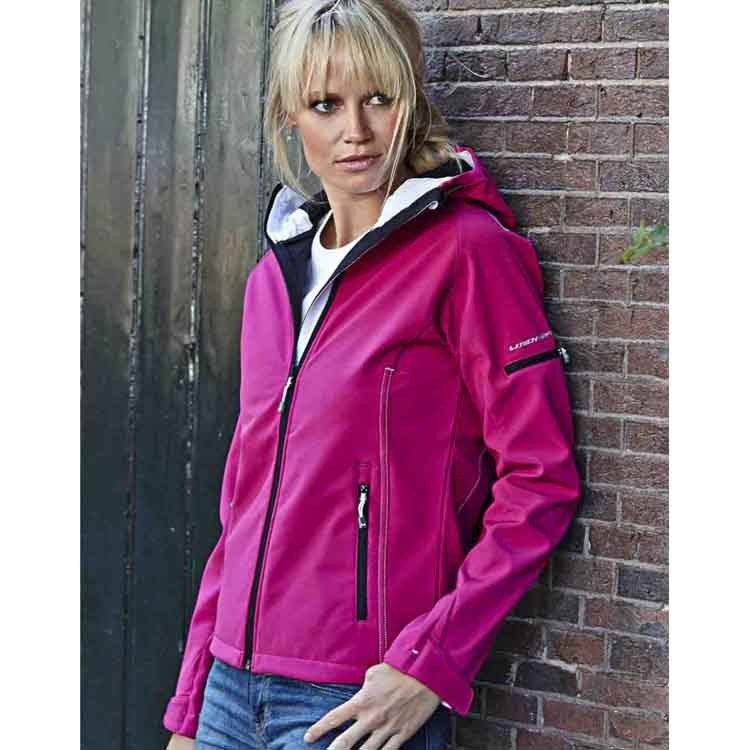 Softshell publicitaire femme Fashion 95% polyester, 5% spandex, 290-300 g/m² softshell 3 couches avec membrane TJtech