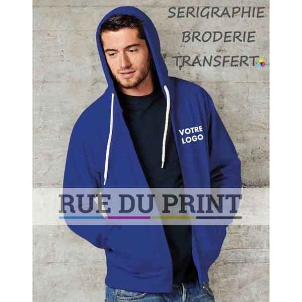 Sweat shirt publicité Active 300 g/m² 80% coton, 20% polyester capuche 3 pans avec intérieur et cordon contrastés