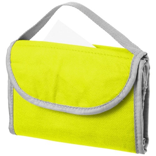 Isolierte Werbe-Lunchtasche aus Lapua-Vlies. Hauptfach mit Klettverschluss. Transparentes Identifikationsfenster auf der