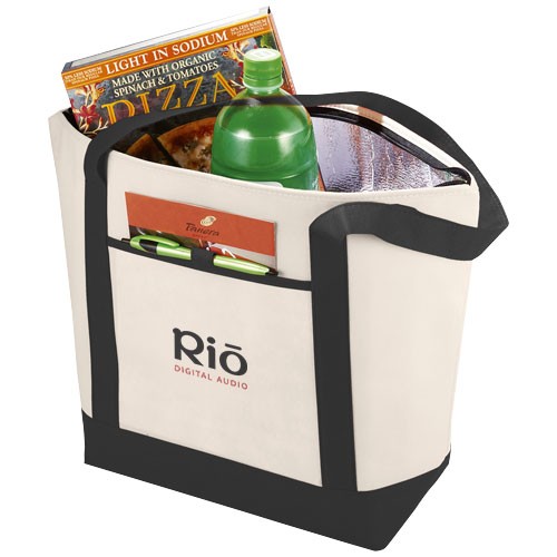 Bolsa publicitaria aislante Lighthouse de tejido no tejido. Compartimento principal con cremallera y asas dobles. Asas con una altura de 23,5